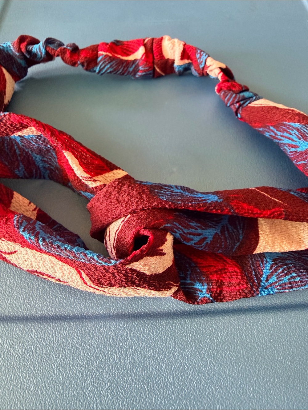 Red & Blue Patterned Twisted Headband